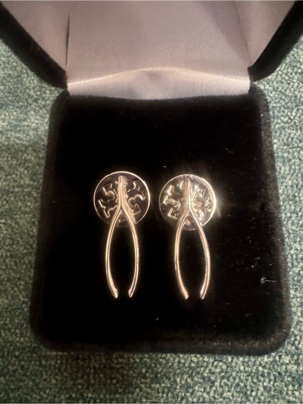 Tory Burch Silver Wishbone Motif Stud Earrings